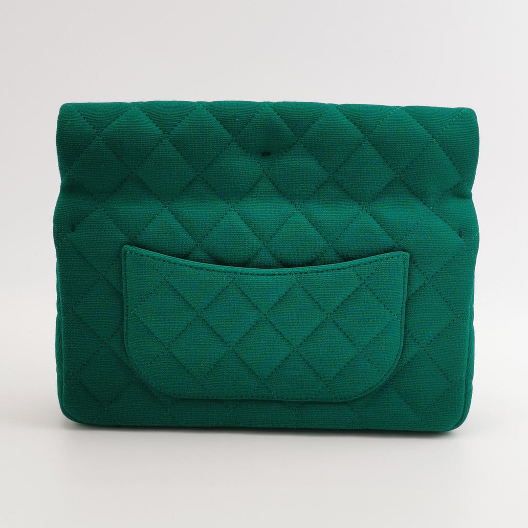 Chanel 2023 Metiers D'Arts Quilted Wool Jersey Roll Clutch