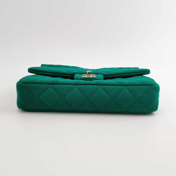 Chanel 2023 Metiers D'Arts Quilted Wool Jersey Roll Clutch