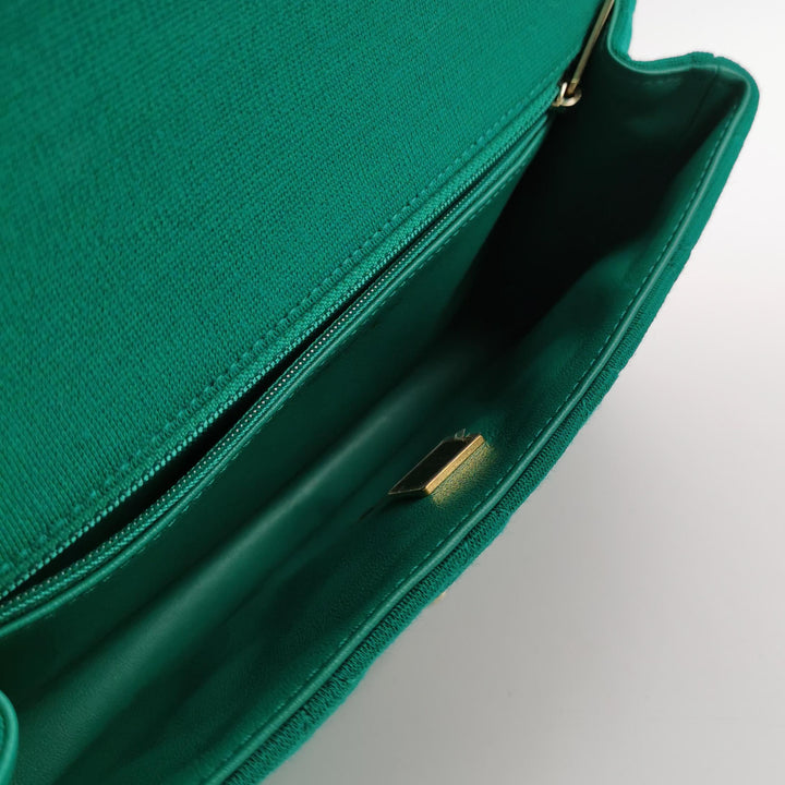 Chanel 2023 Metiers D'Arts Quilted Wool Jersey Roll Clutch