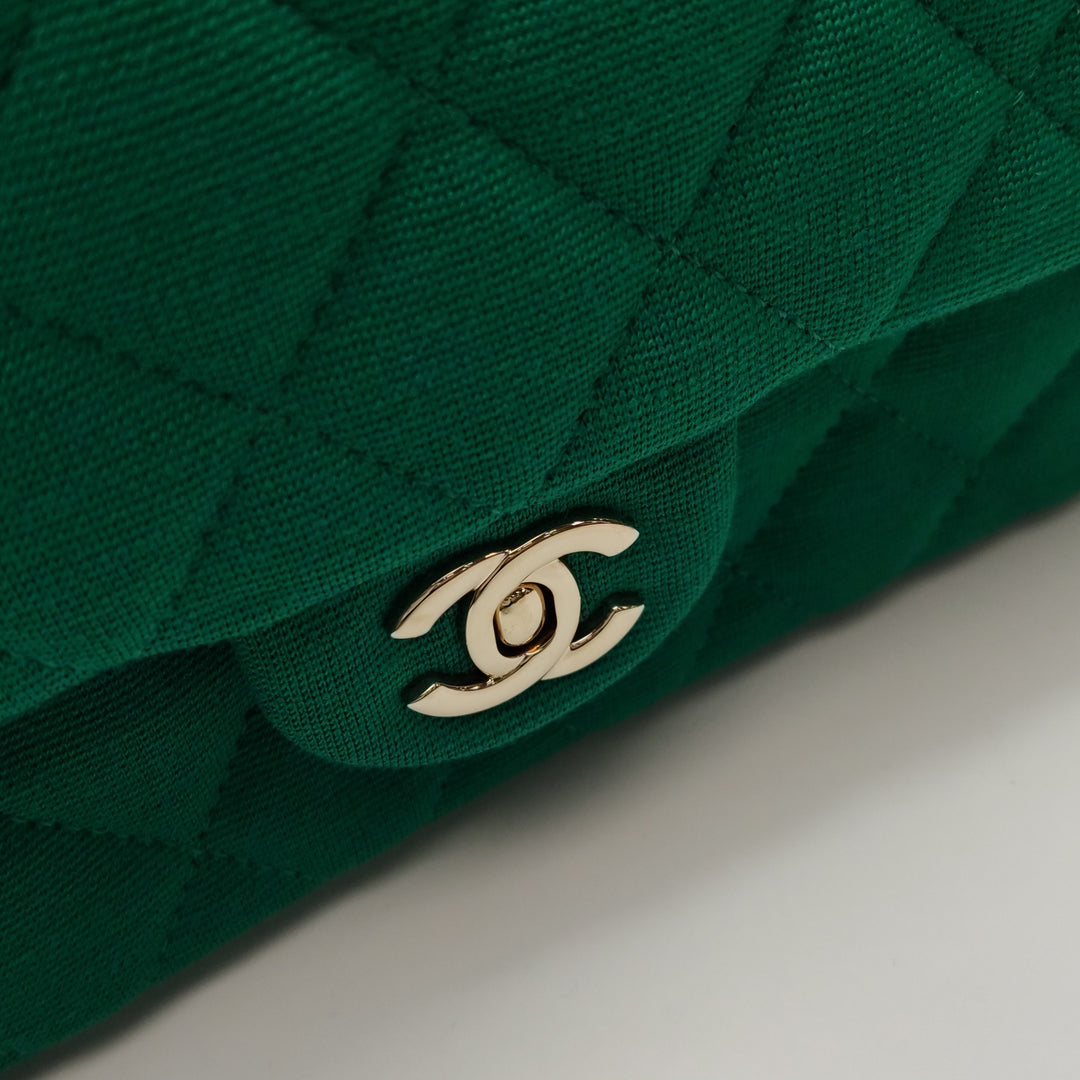 Chanel 2023 Metiers D'Arts Quilted Wool Jersey Roll Clutch