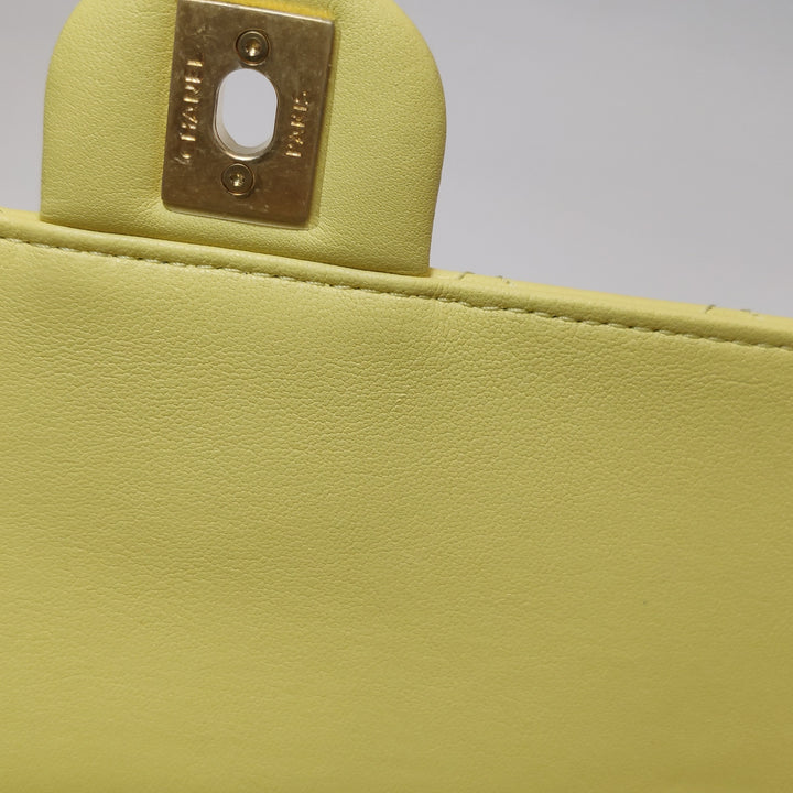 Chanel Medium Lambskin Chic Pearls Flap Bag Yellow