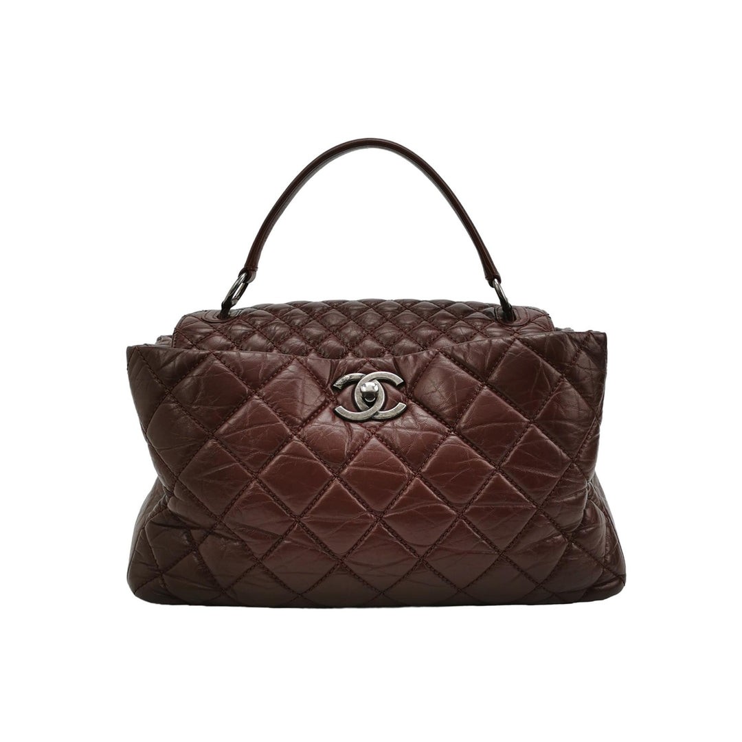 Chanel Top Handle Portobello Tote Bag In Dark Red