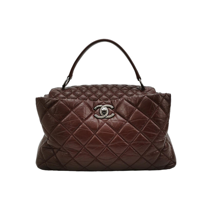 Chanel Top Handle Portobello Tote Bag In Dark Red