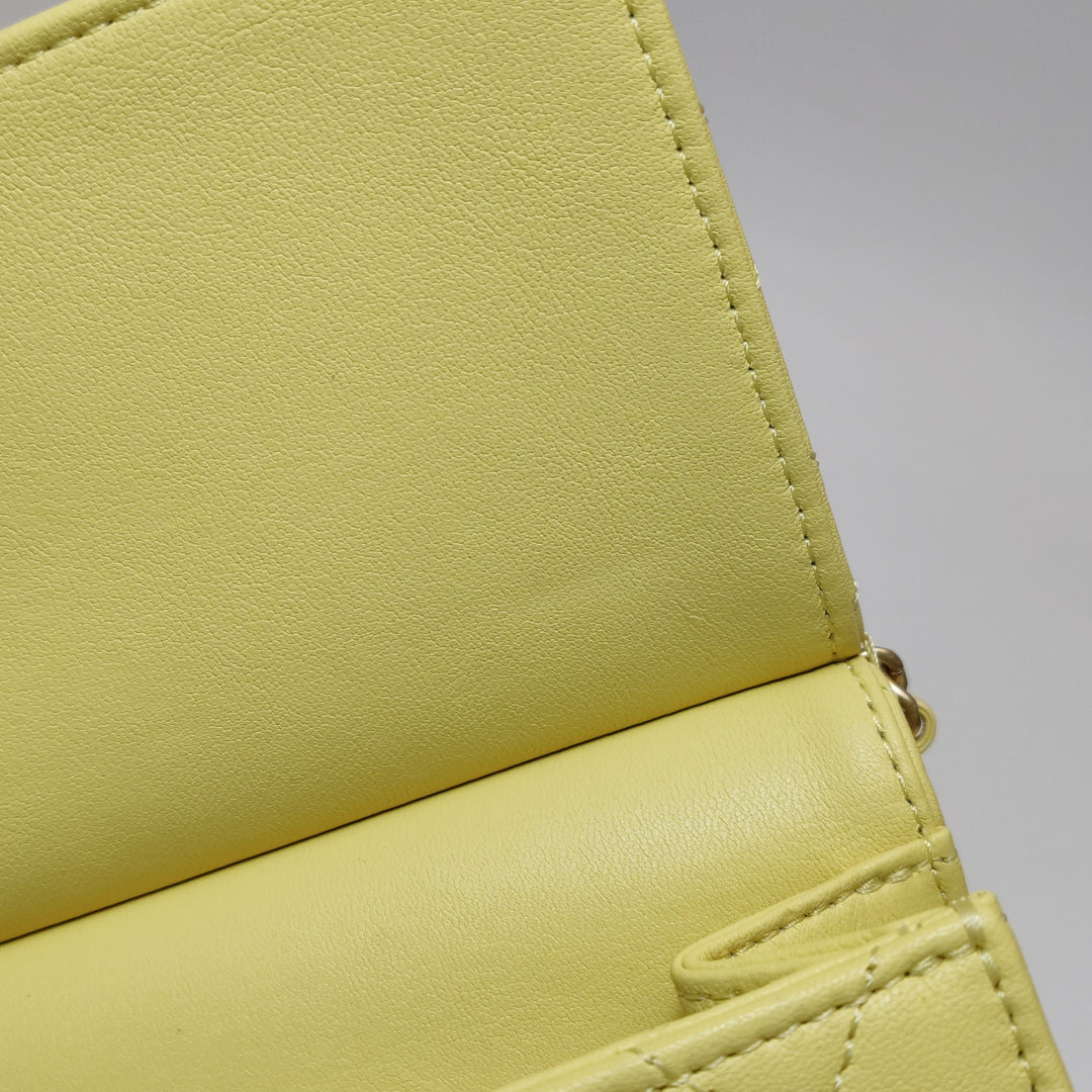 Chanel Medium Lambskin Chic Pearls Flap Bag Yellow