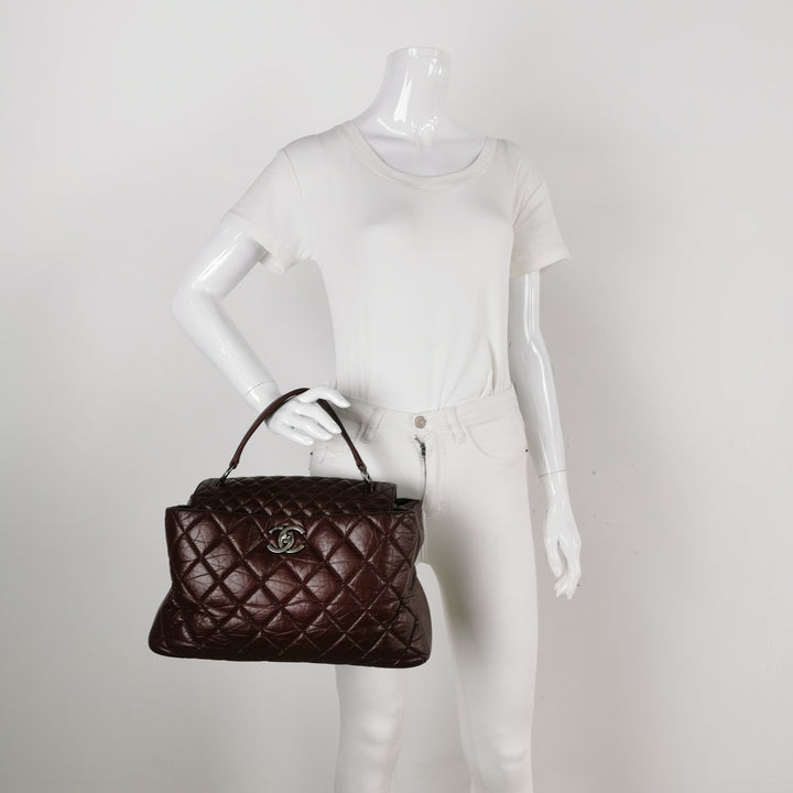 Chanel Top Handle Portobello Tote Bag In Dark Red
