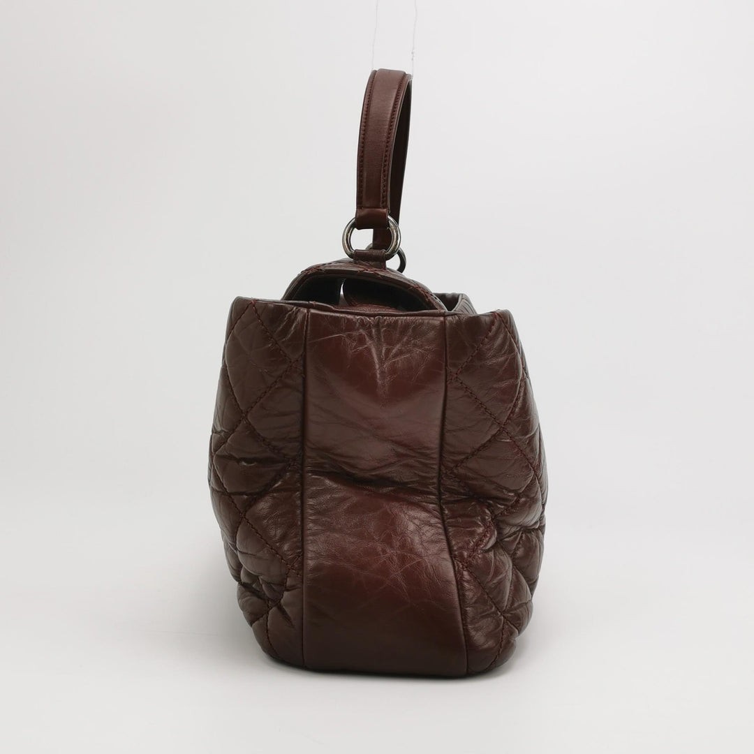 Chanel Top Handle Portobello Tote Bag In Dark Red