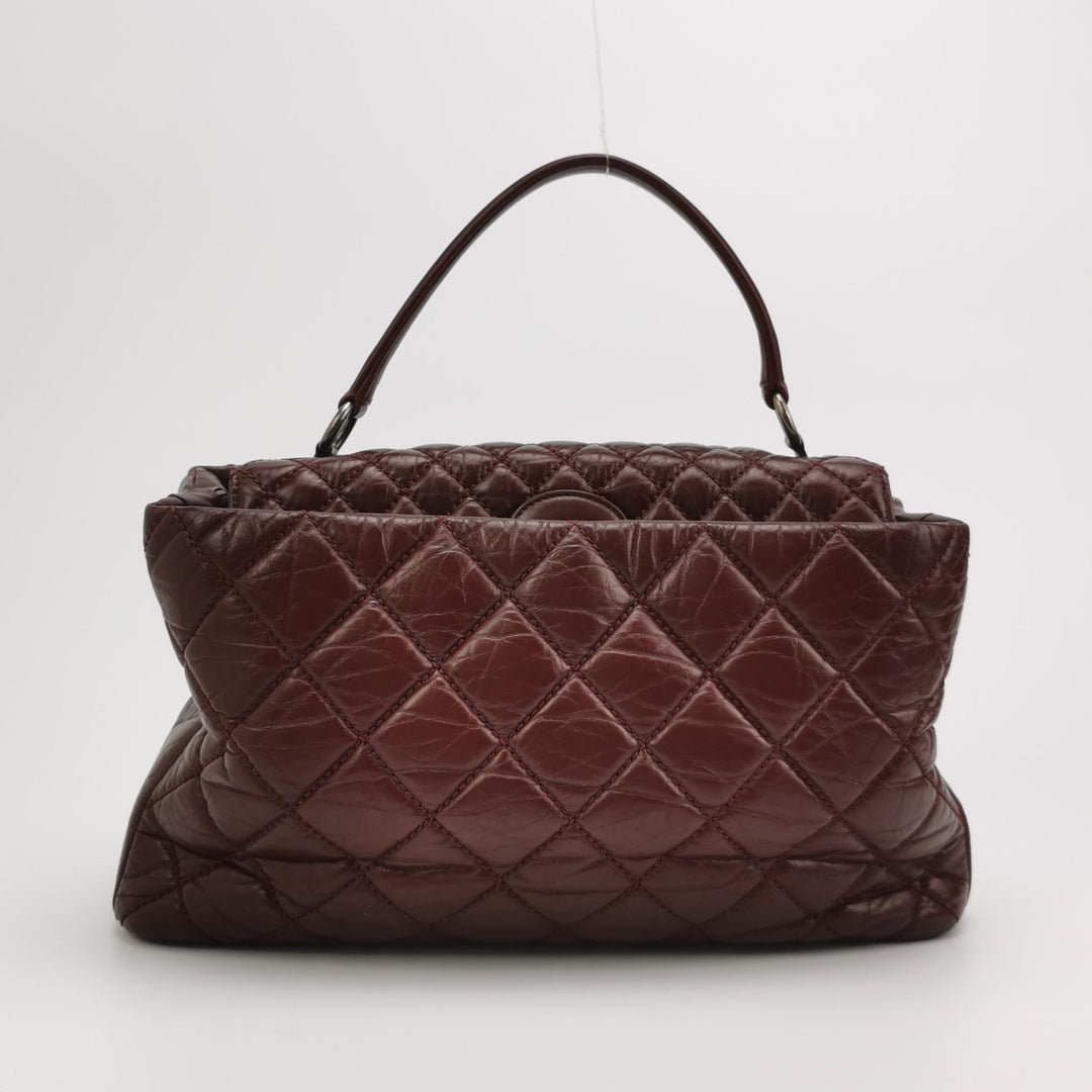Chanel Top Handle Portobello Tote Bag In Dark Red
