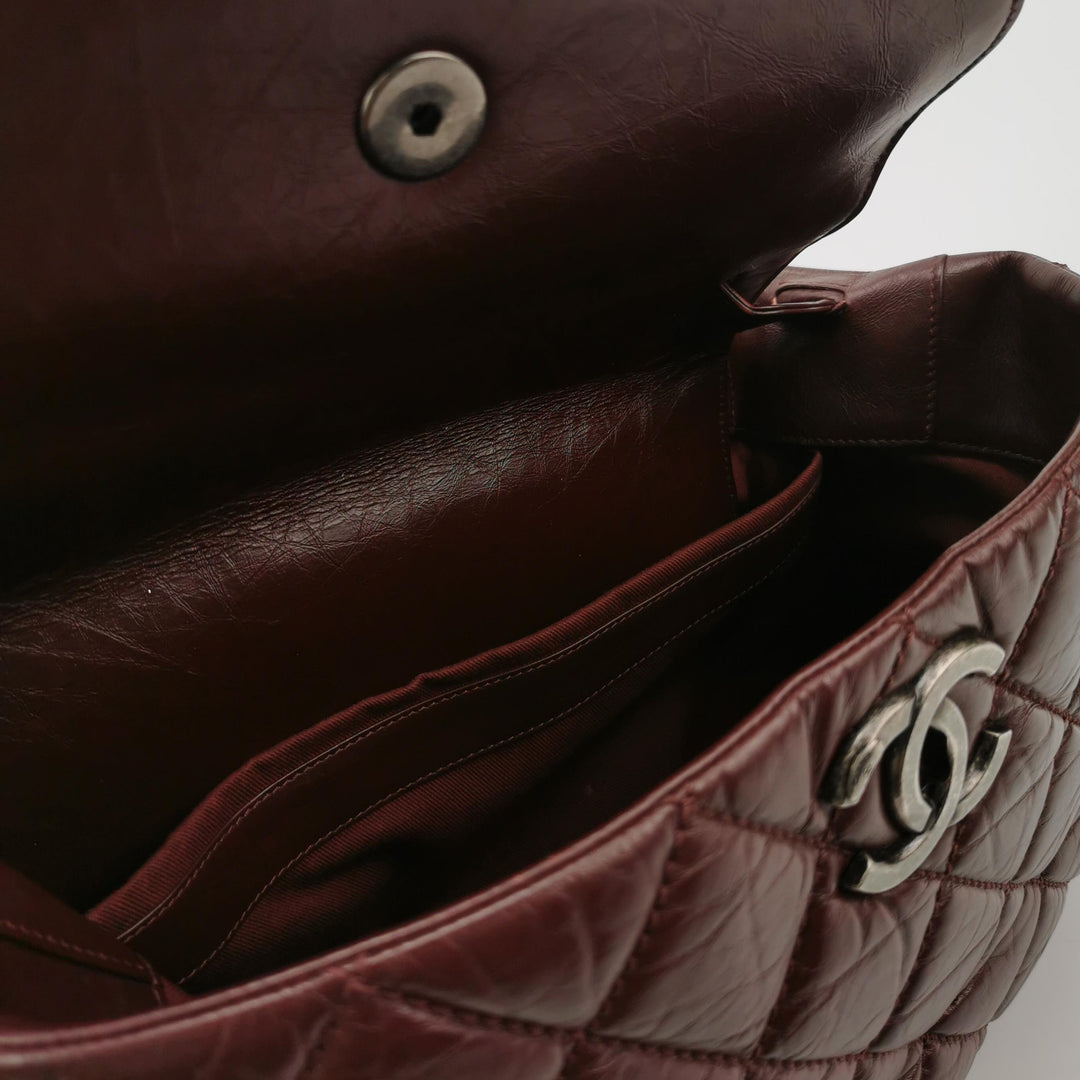 Chanel Top Handle Portobello Tote Bag In Dark Red