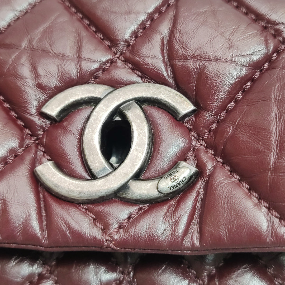 Chanel Top Handle Portobello Tote Bag In Dark Red