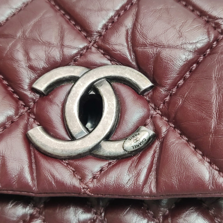 Chanel Top Handle Portobello Tote Bag In Dark Red