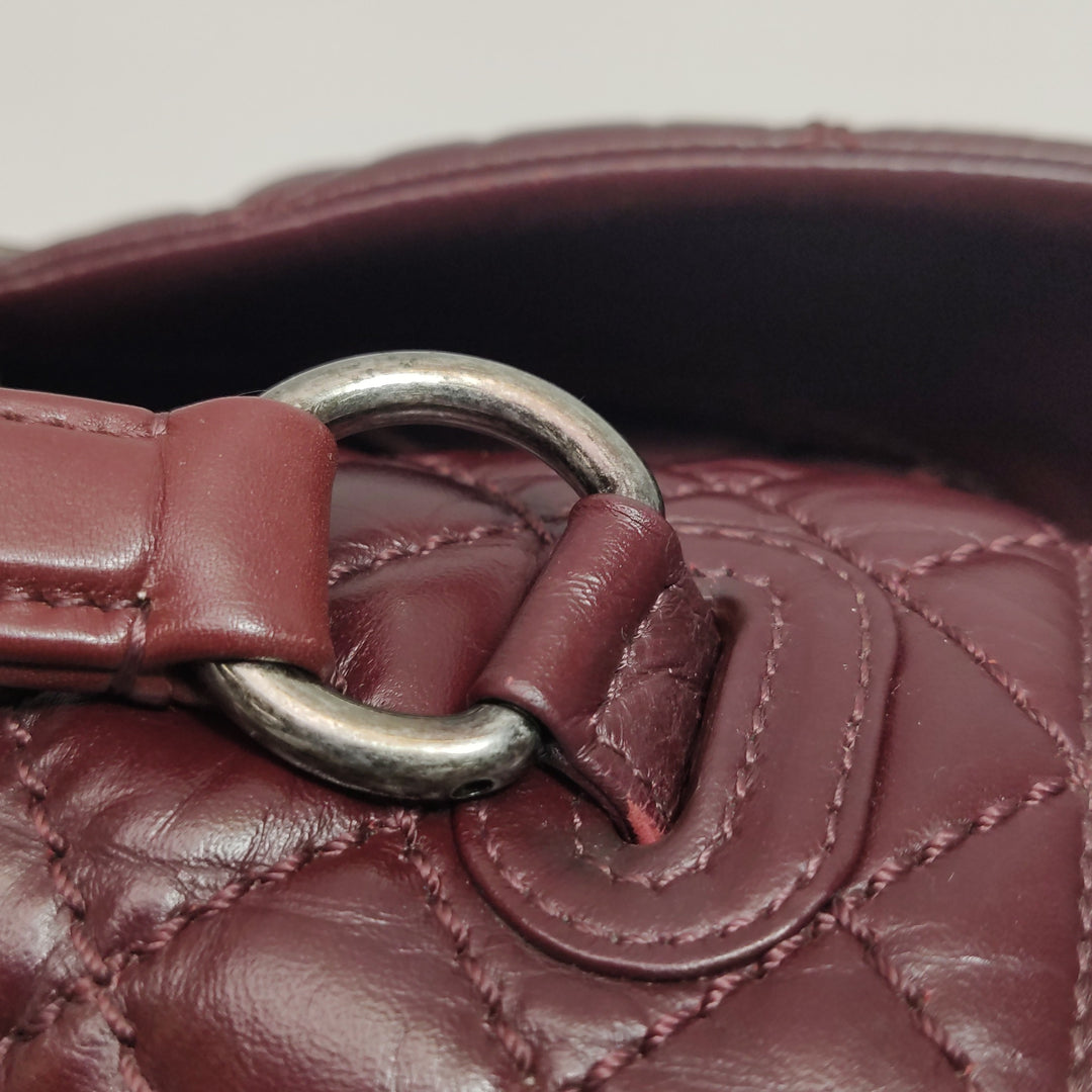 Chanel Top Handle Portobello Tote Bag In Dark Red