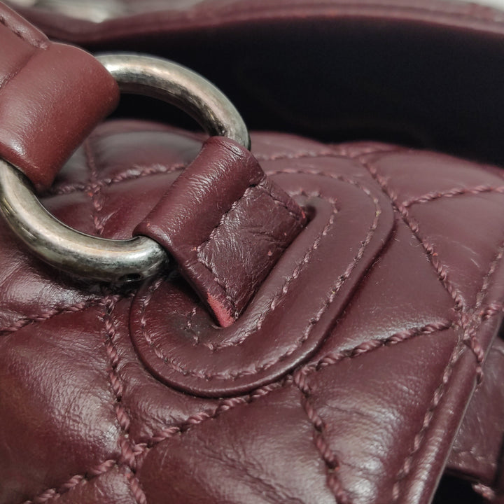 Chanel Top Handle Portobello Tote Bag In Dark Red