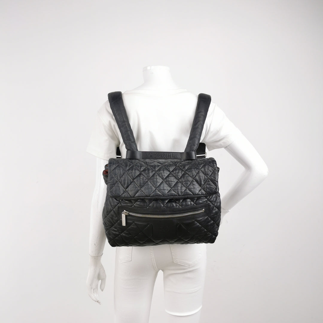 Chanel 2010 Coco Cocoon Quilted Lambskin Backpack In Black