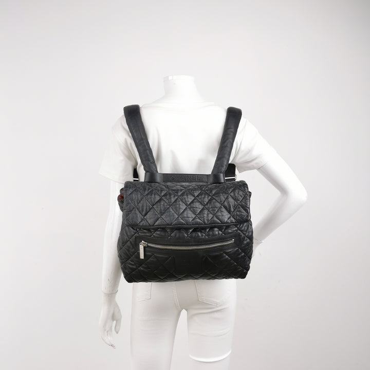 Chanel 2010 Coco Cocoon Quilted Lambskin Backpack In Black
