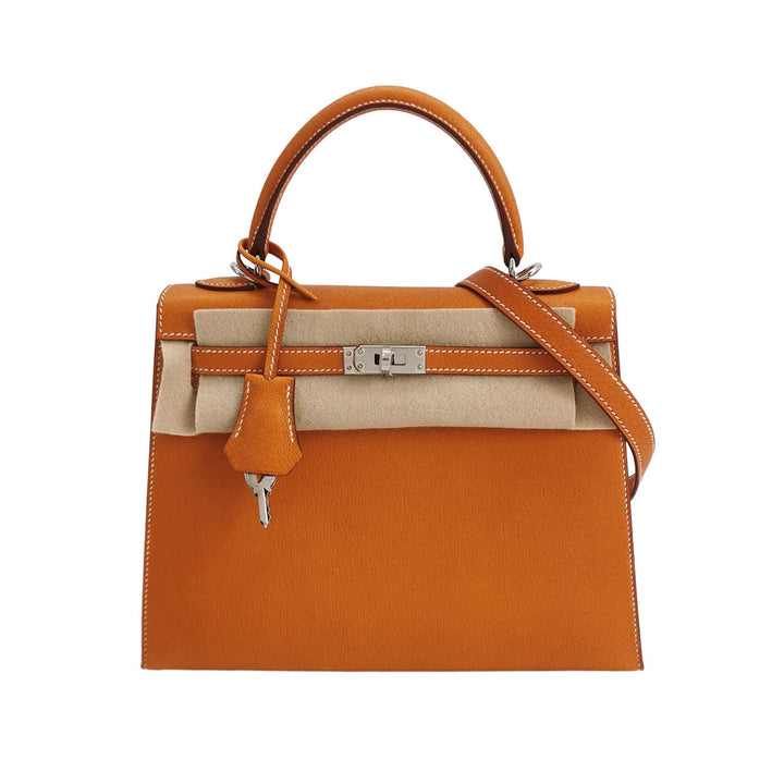 Hermes 25 Kelly Paeu de Porc Leather Toffee Colour Palladium Hardware