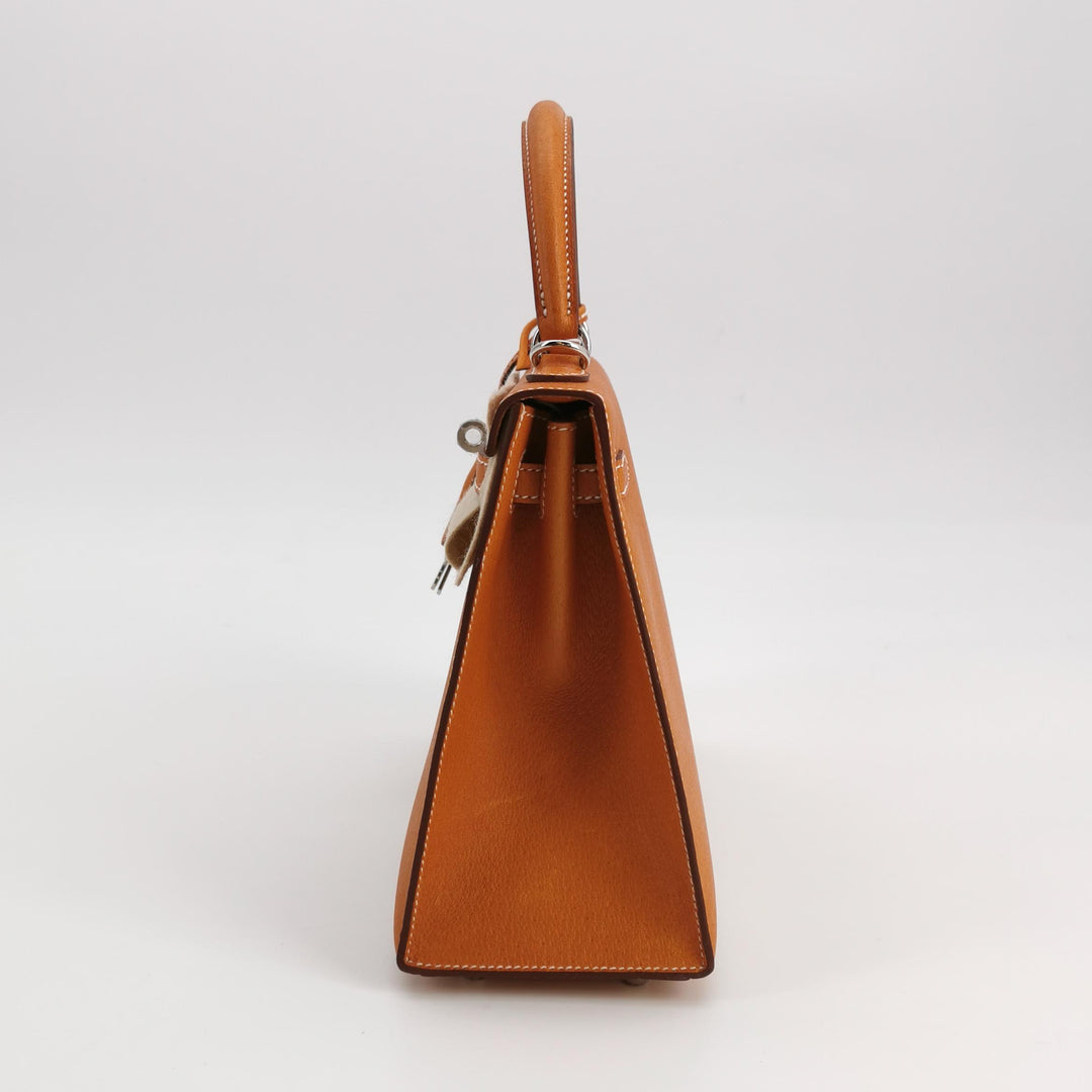 Hermes 25 Kelly Paeu de Porc Leather Toffee Colour Palladium Hardware