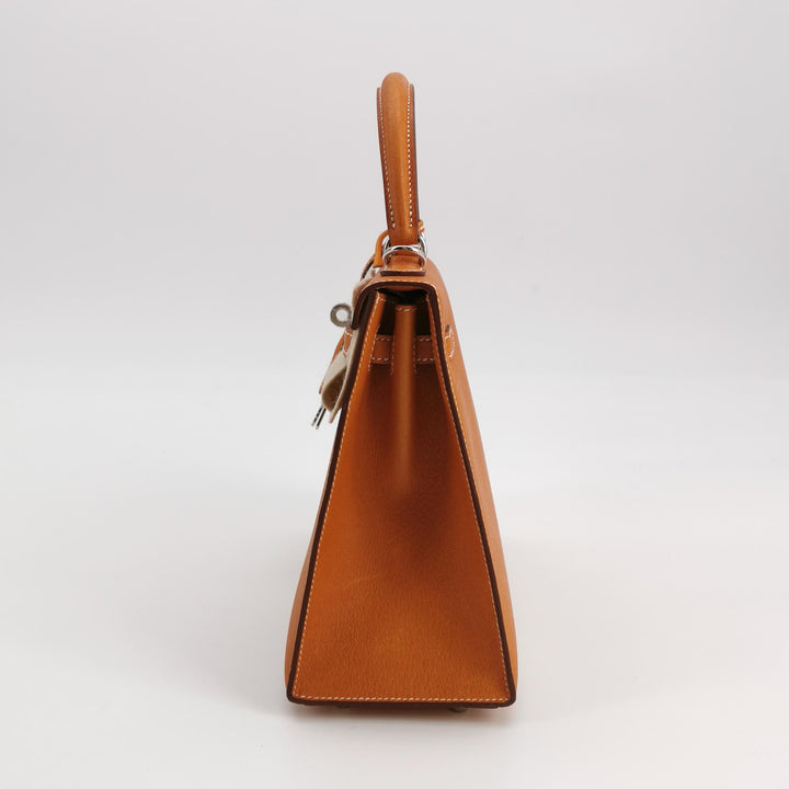 Hermes 25 Kelly Paeu de Porc Leather Toffee Colour Palladium Hardware