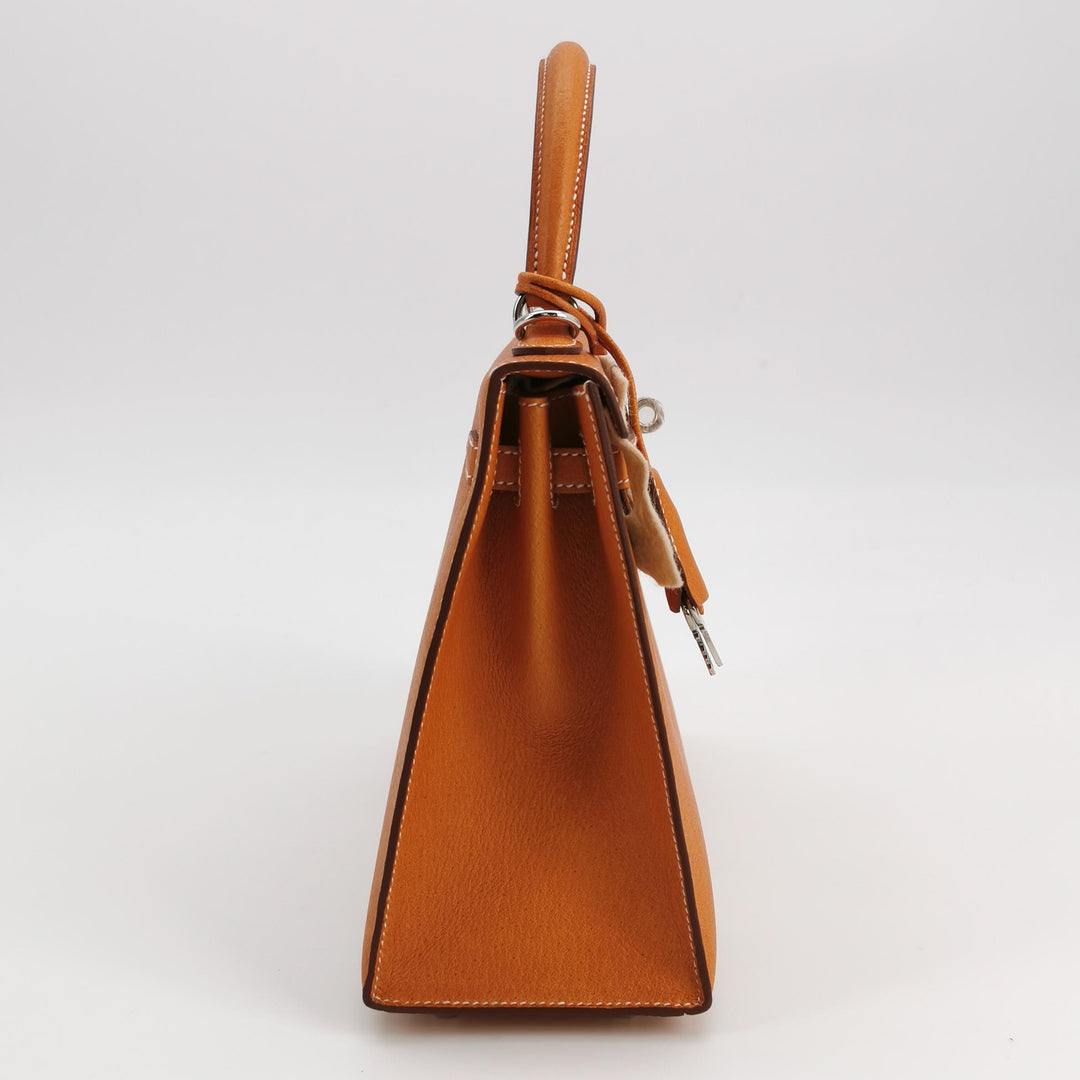 Hermes 25 Kelly Paeu de Porc Leather Toffee Colour Palladium Hardware