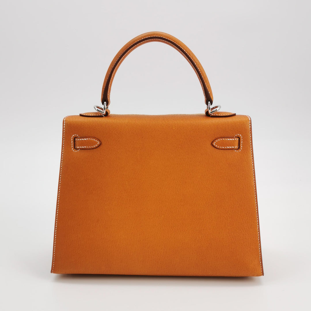 Hermes 25 Kelly Paeu de Porc Leather Toffee Colour Palladium Hardware