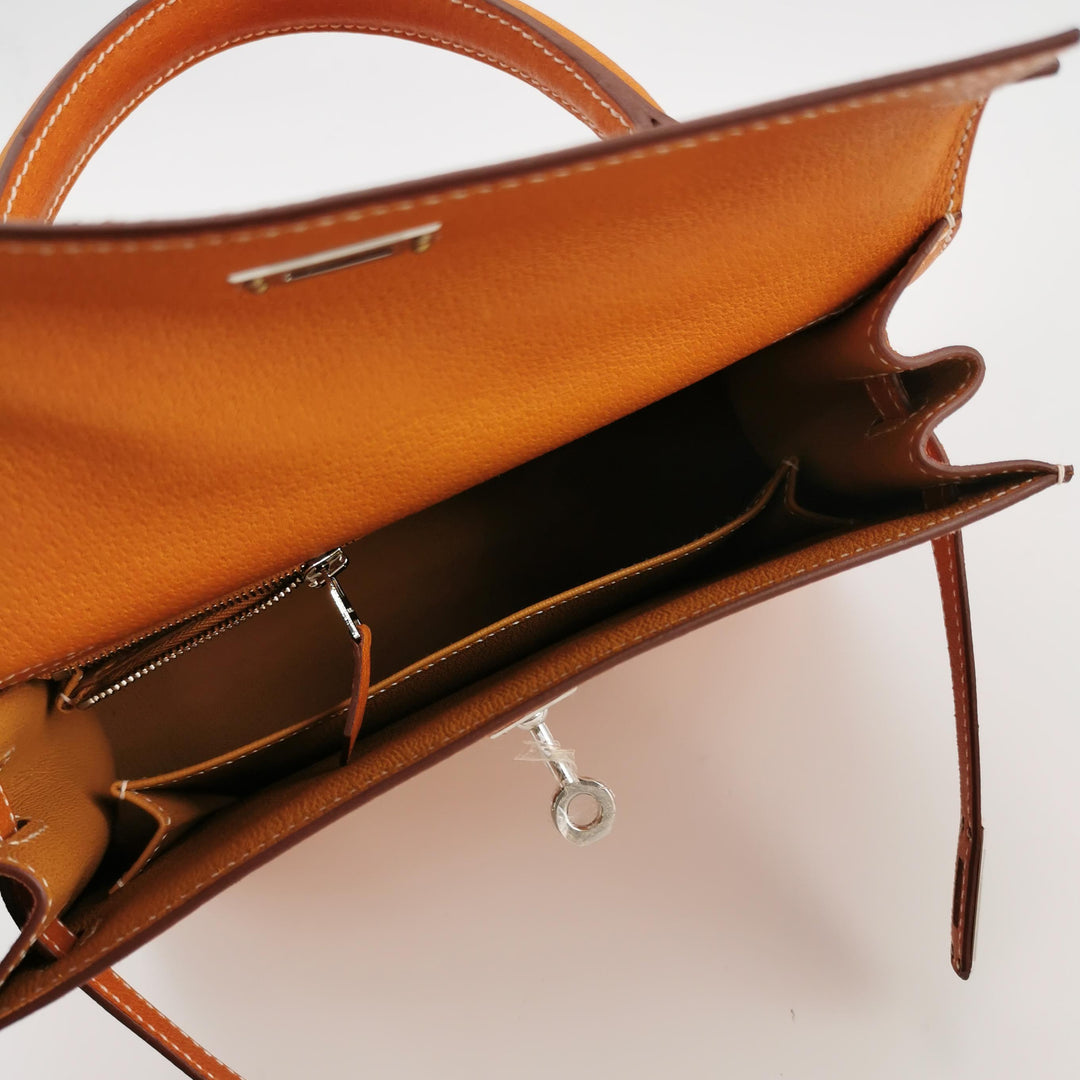 Hermes 25 Kelly Paeu de Porc Leather Toffee Colour Palladium Hardware