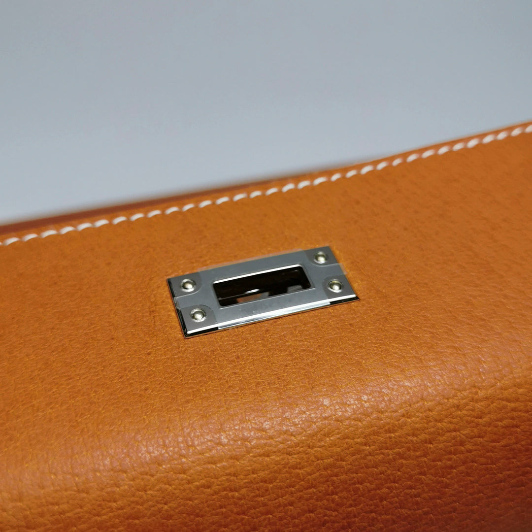 Hermes 25 Kelly Paeu de Porc Leather Toffee Colour Palladium Hardware