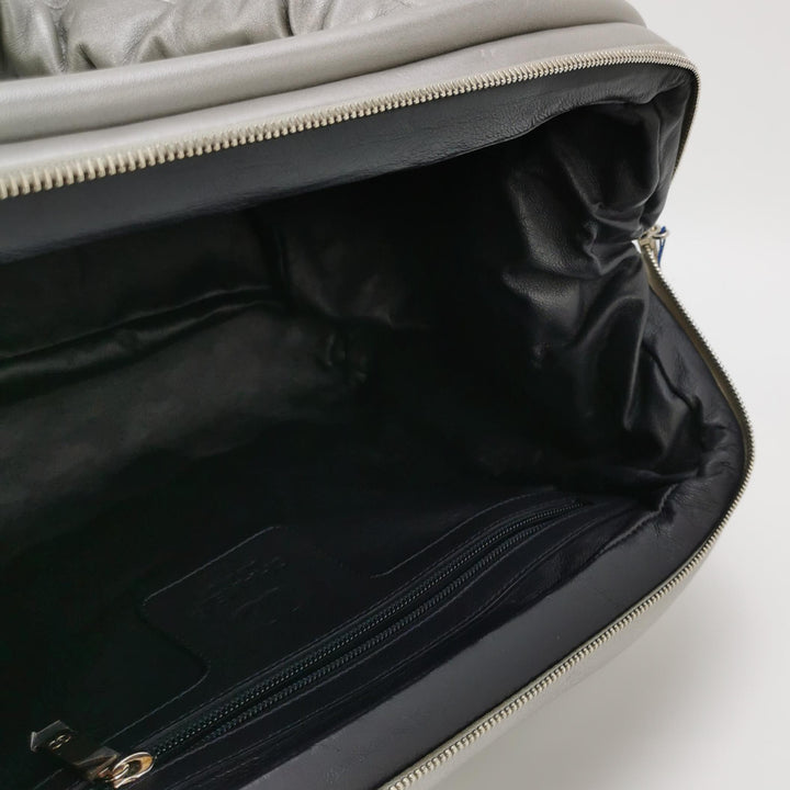 Chanel Coco Cocoon Bowling Bag Silver Quilted Nylon