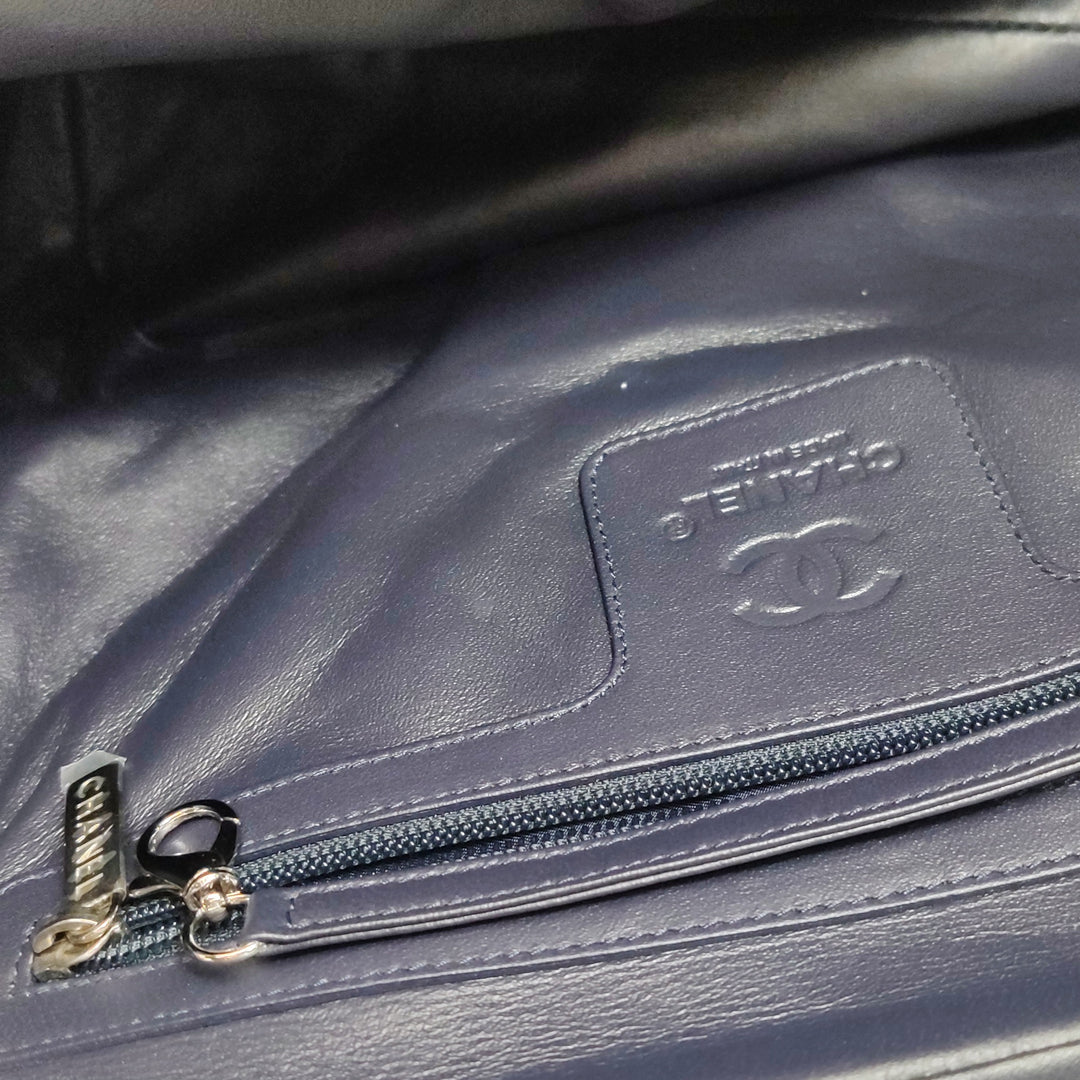 Chanel Coco Cocoon Bowling Bag Silver Quilted Nylon
