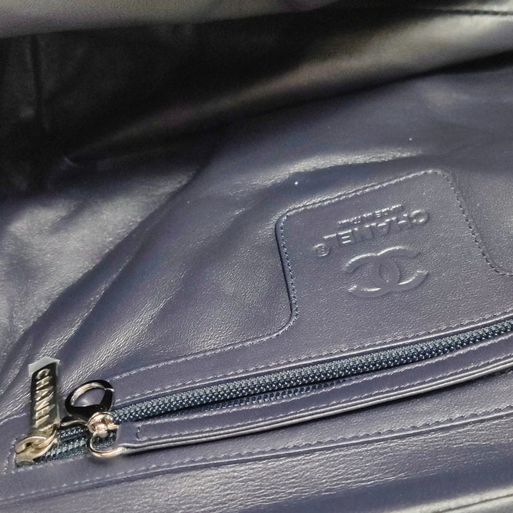 Chanel Coco Cocoon Bowling Bag Silver Quilted Nylon