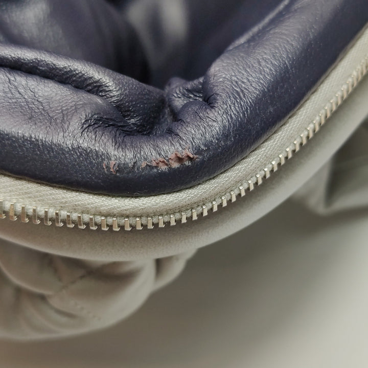 Chanel Coco Cocoon Bowling Bag Silver Quilted Nylon