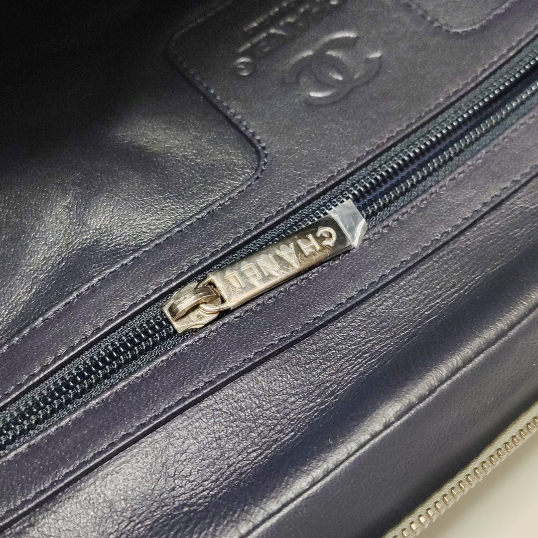 Chanel Coco Cocoon Bowling Bag Silver Quilted Nylon