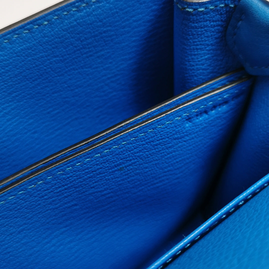 Hermes Mini Sac Roulis Evercolor T7 Bleu Hydra Gold Hardware