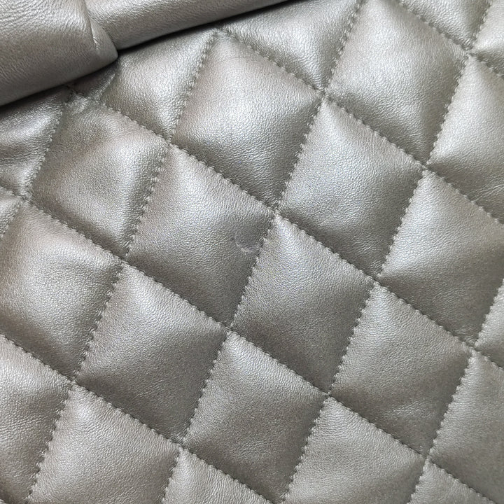 Chanel Coco Cocoon Bowling Bag Silver Quilted Nylon