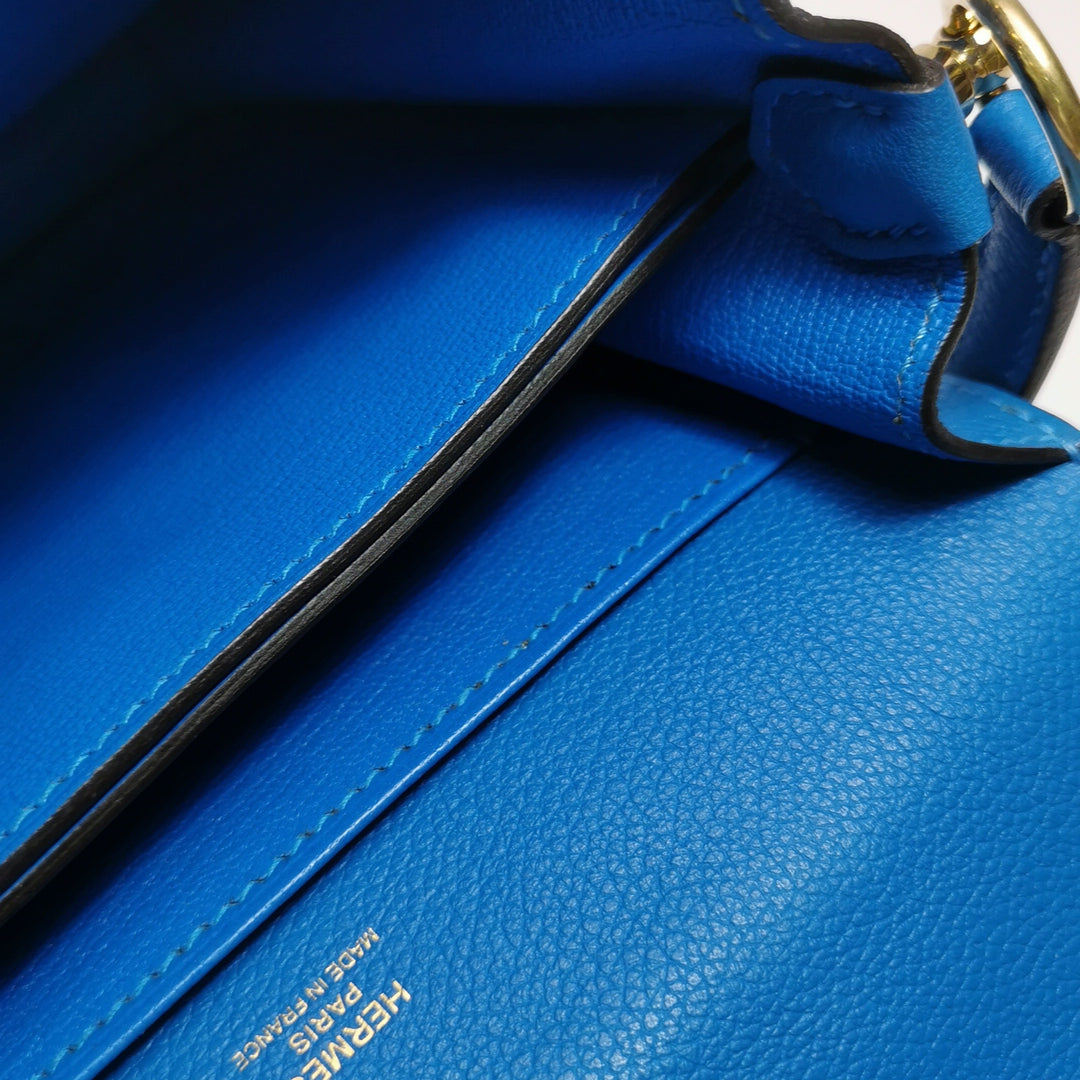 Hermes Mini Sac Roulis Evercolor T7 Bleu Hydra Gold Hardware