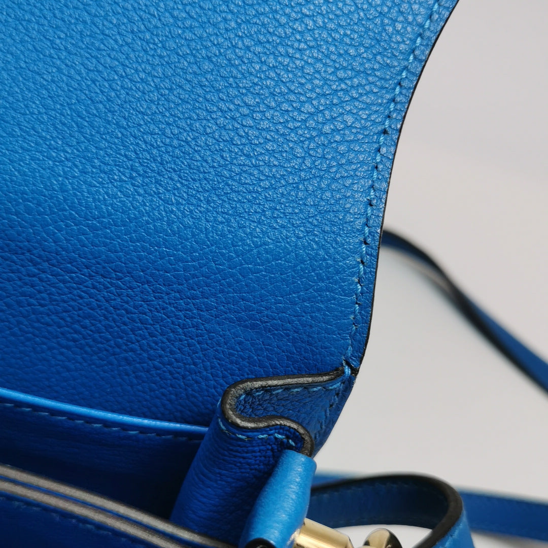 Hermes Mini Sac Roulis Evercolor T7 Bleu Hydra Gold Hardware