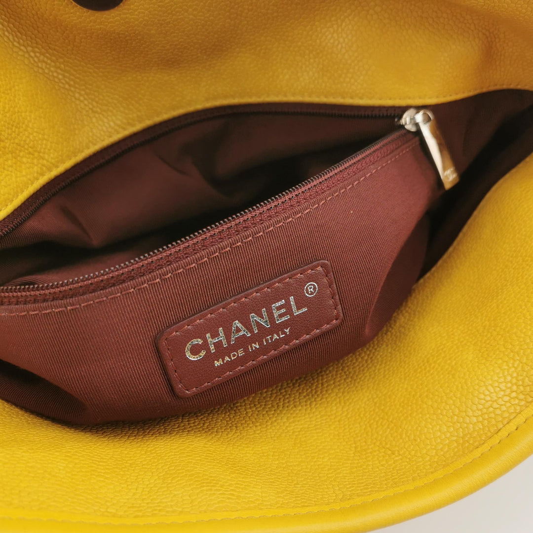 Chanel Caviar French Riviera Hobo Bag Yellow