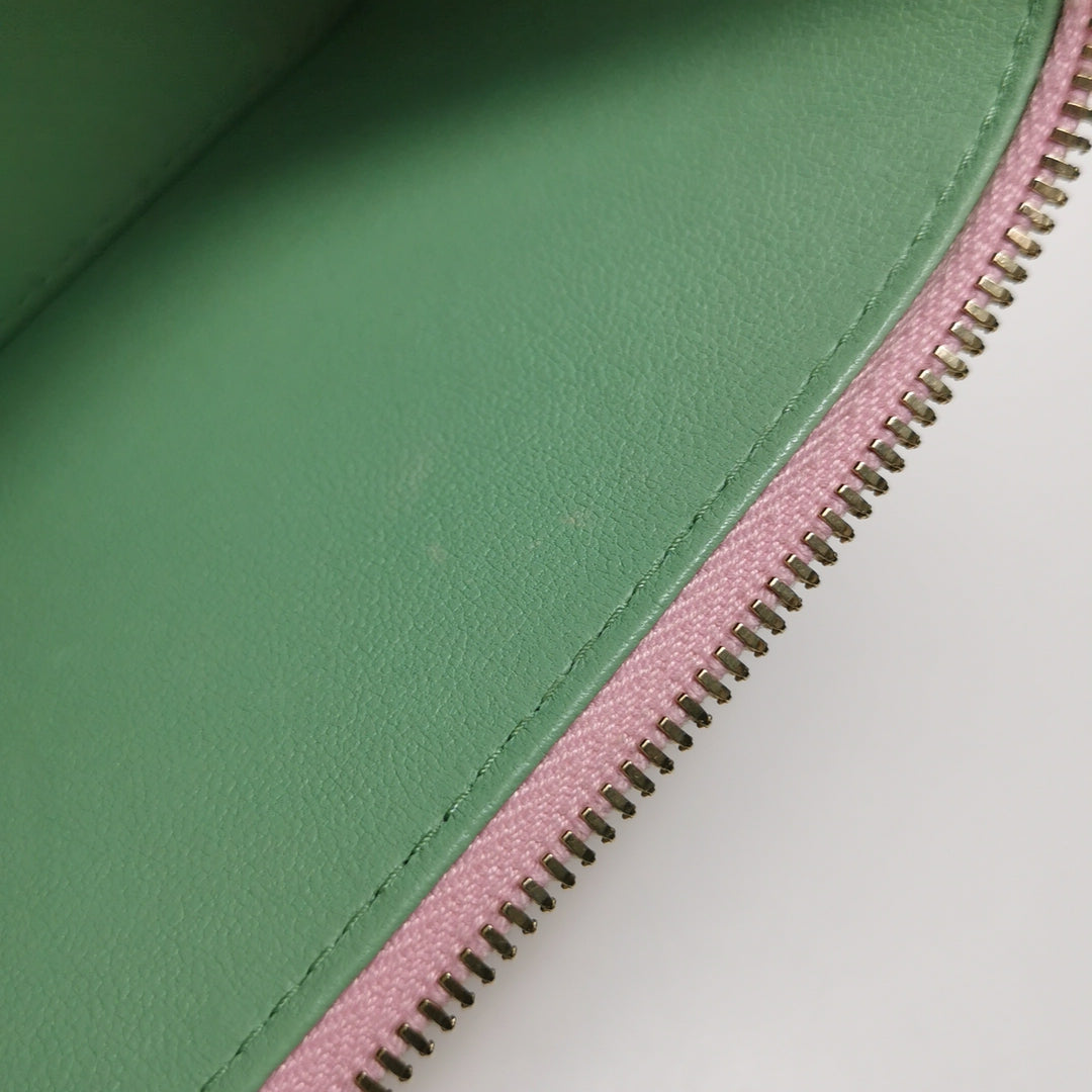 Chanel Lambskin Quilted Small Top Handle Vanity Case Pink Green