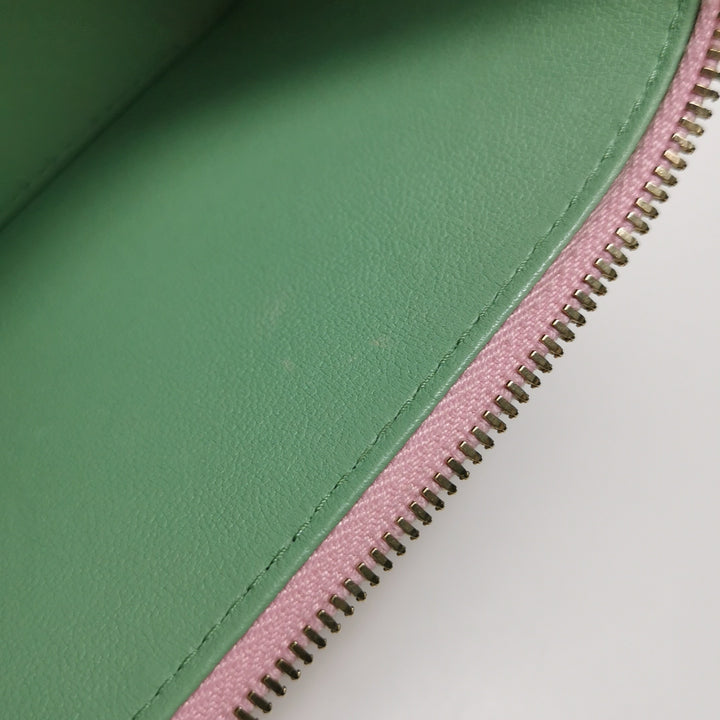 Chanel Lambskin Quilted Small Top Handle Vanity Case Pink Green