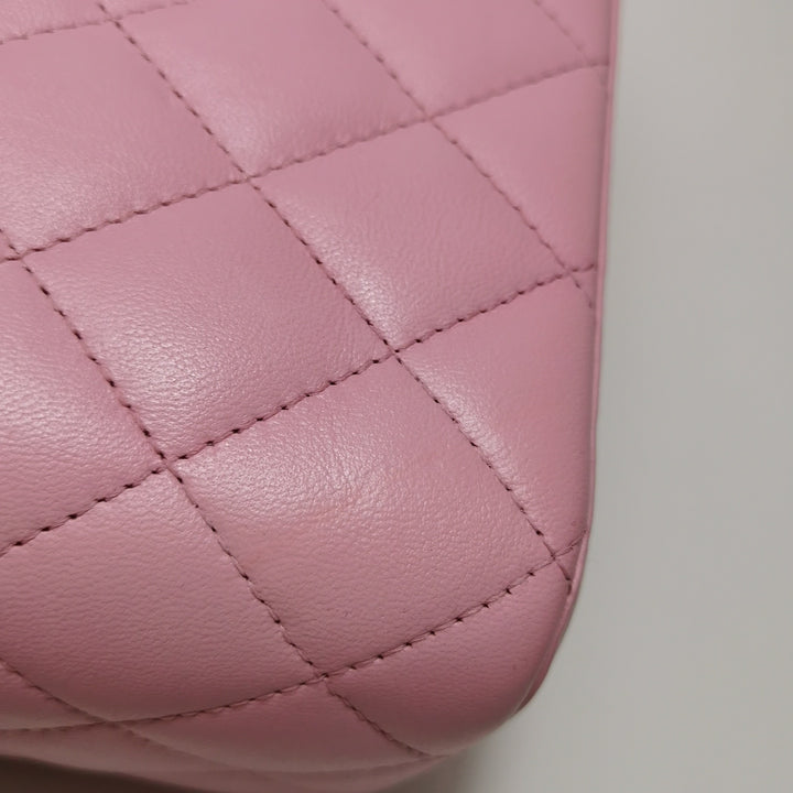Chanel Lambskin Quilted Small Top Handle Vanity Case Pink Green