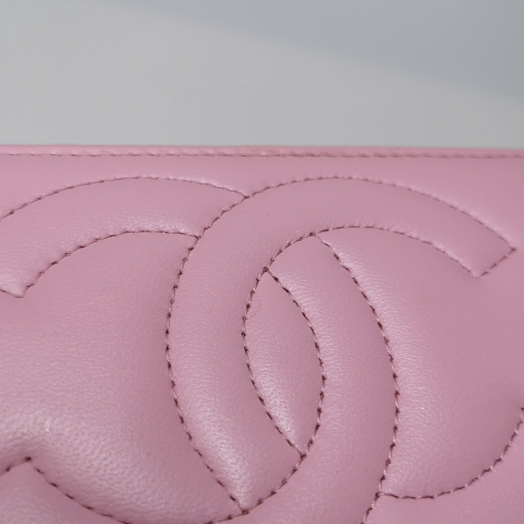 Chanel Lambskin Quilted Small Top Handle Vanity Case Pink Green