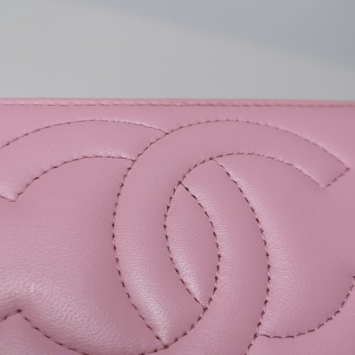 Chanel Lambskin Quilted Small Top Handle Vanity Case Pink Green