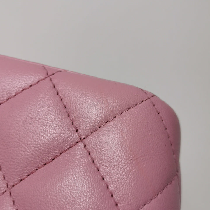 Chanel Lambskin Quilted Small Top Handle Vanity Case Pink Green