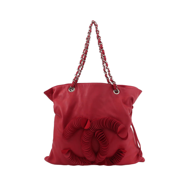 Chanel Disc Bonbons Tote In Red Lambskin