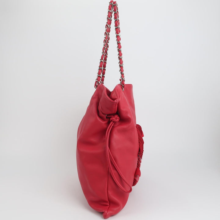 Chanel Disc Bonbons Tote In Red Lambskin
