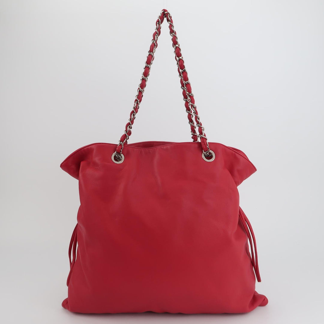 Chanel Disc Bonbons Tote In Red Lambskin