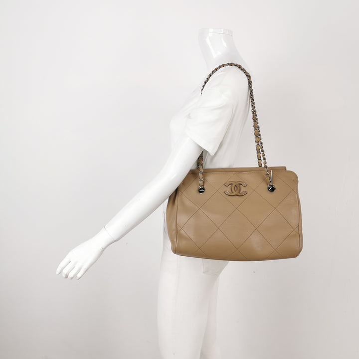 Chanel 2012 Hamptons CC Tote In Beige Leather