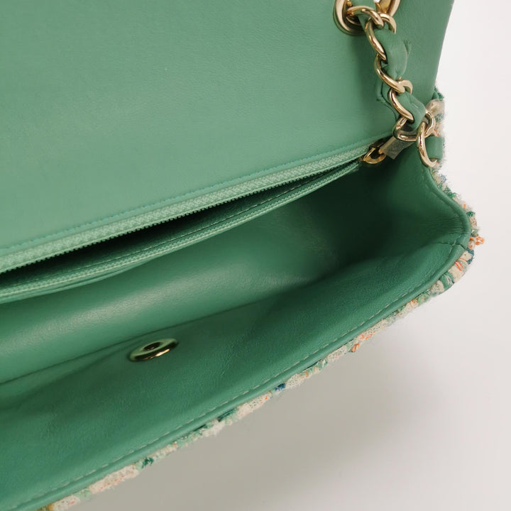 Chanel 2019 Mini Rectangular Flap Green Tweed