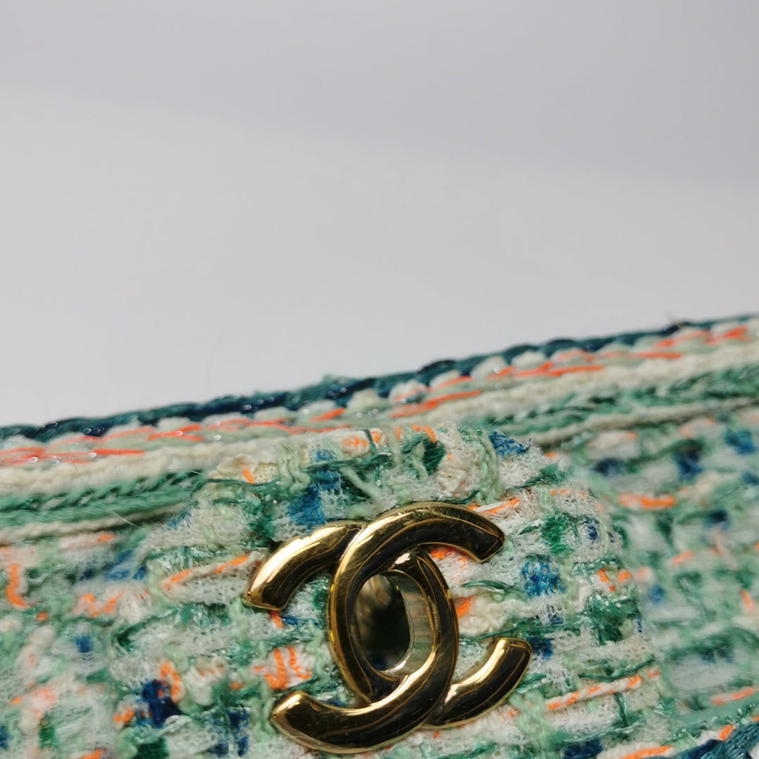 Chanel 2019 Mini Rectangular Flap Green Tweed