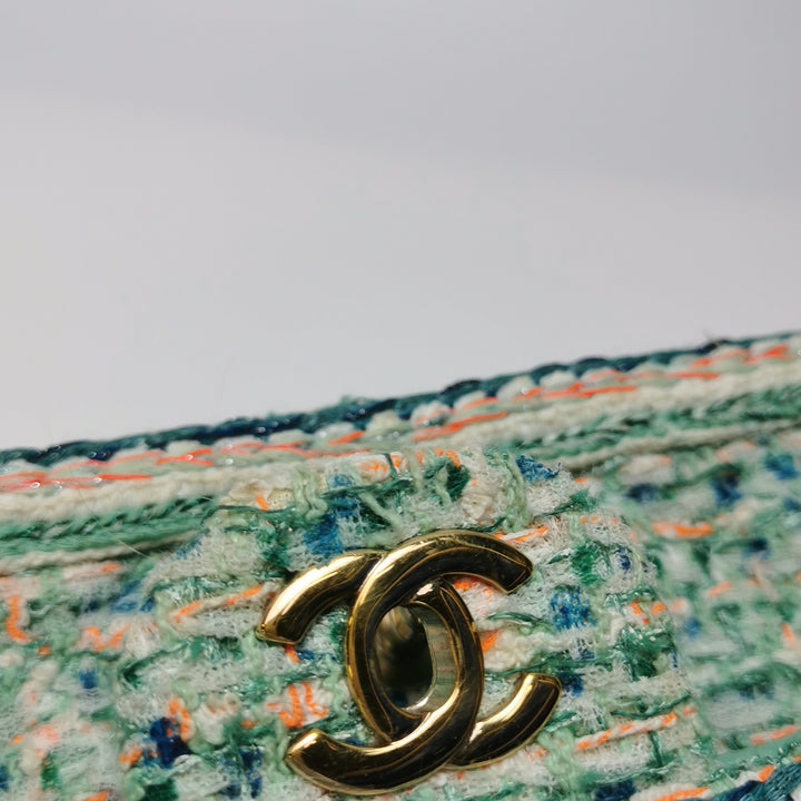 Chanel 2019 Mini Rectangular Flap Green Tweed