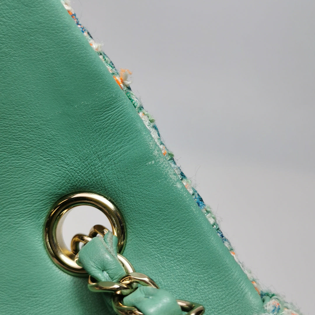 Chanel 2019 Mini Rectangular Flap Green Tweed