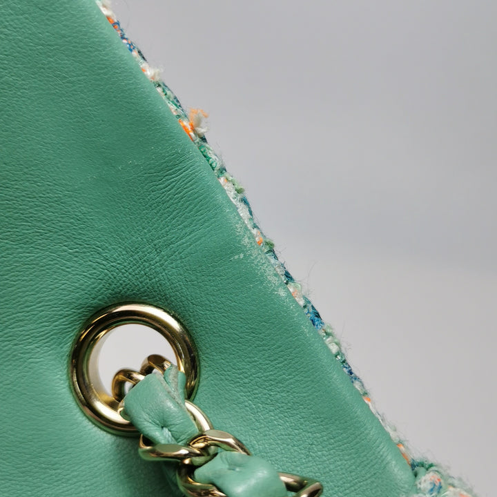 Chanel 2019 Mini Rectangular Flap Green Tweed